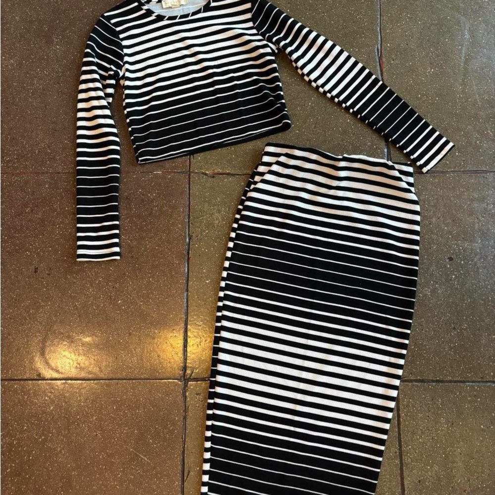 Nicki Minaj Black and White Striped Top